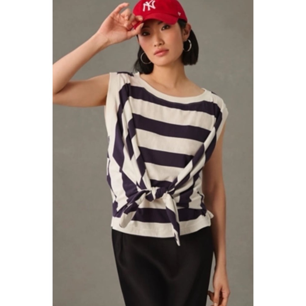 Anthropologie by Maeve tie front wrap tee size xsmall